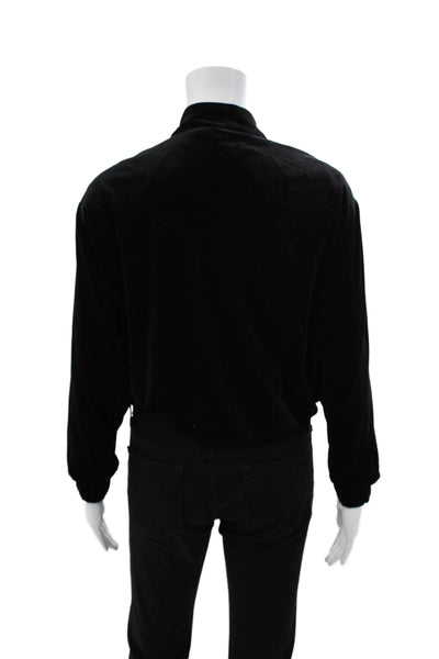 Zara Womens Bomber Jacket Black Mock Neck Button Long Sleeve Size S