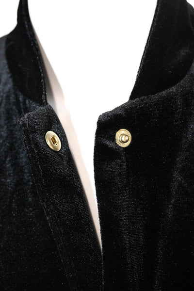 Zara Womens Bomber Jacket Black Mock Neck Button Long Sleeve Size S