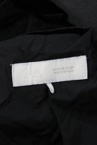 Zara Womens Bomber Jacket Black Mock Neck Button Long Sleeve Size S