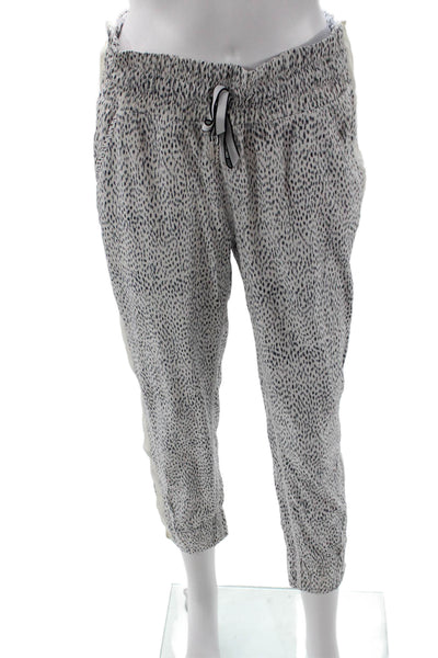 Lululemon Women Cropped Jogger Pants White Animal Print Size 6