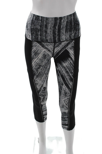 Lululemon Womens Capri Leggings Black Geometric Nylon Blend Zip Size 4