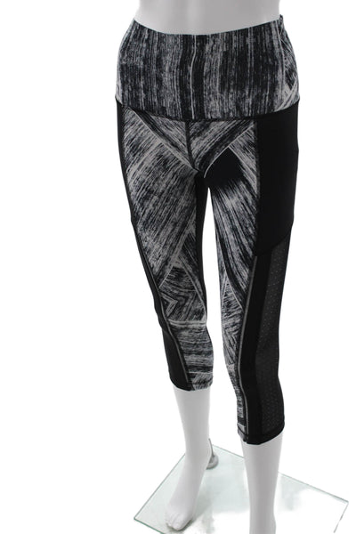 Lululemon Womens Capri Leggings Black Geometric Nylon Blend Zip Size 4