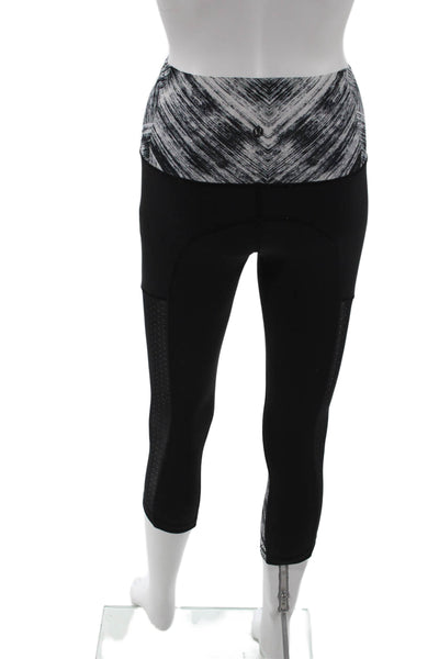 Lululemon Womens Capri Leggings Black Geometric Nylon Blend Zip Size 4