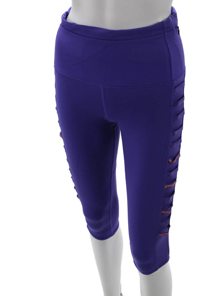 Lululemon Women Purple Capri Leggings Lace Up Nylon Lycra Size 6