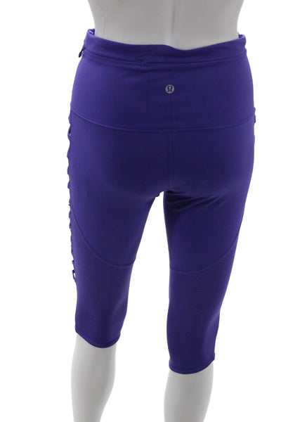 Lululemon Women Purple Capri Leggings Lace Up Nylon Lycra Size 6