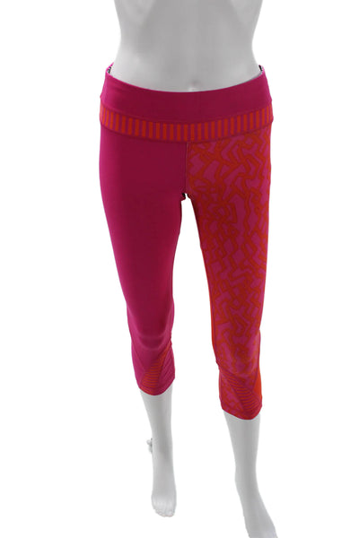 Lululemon Womens Pink Geometric Capri Leggings Nylon Lycra Zip Size 6