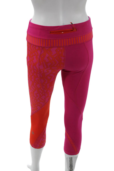Lululemon Womens Pink Geometric Capri Leggings Nylon Lycra Zip Size 6