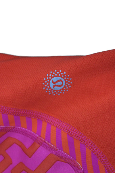 Lululemon Womens Pink Geometric Capri Leggings Nylon Lycra Zip Size 6