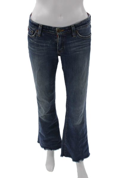 Big Star Women Bootcut Flared Dark Blue Jeans Mid Rise Button Size 27