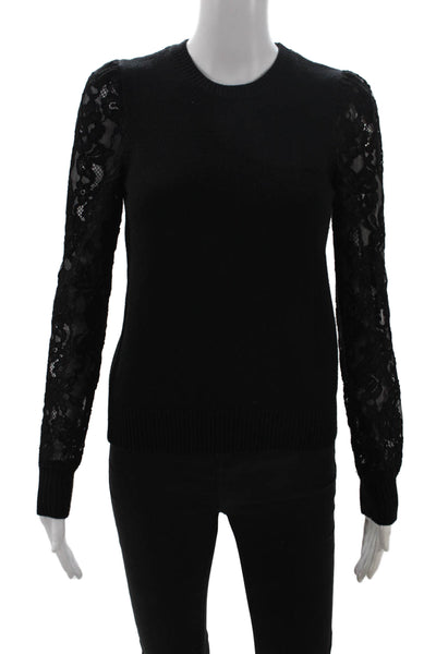 Rebecca Taylor Women Pullover Sweater Black Crew Neck Long Sleeve Size XS