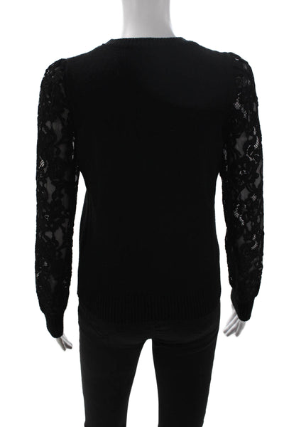 Rebecca Taylor Women Pullover Sweater Black Crew Neck Long Sleeve Size XS