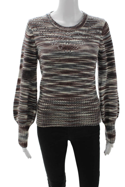 St Roche Unisex Brown Merino Wool Crew Neck Pullover Long Sleeve Boho Size XS