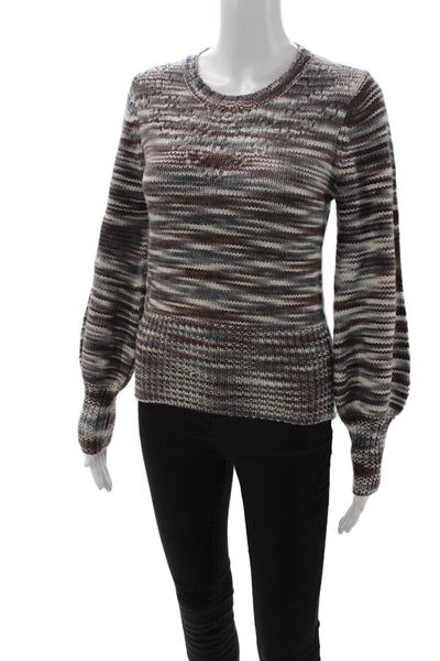 St Roche Unisex Brown Merino Wool Crew Neck Pullover Long Sleeve Boho Size XS