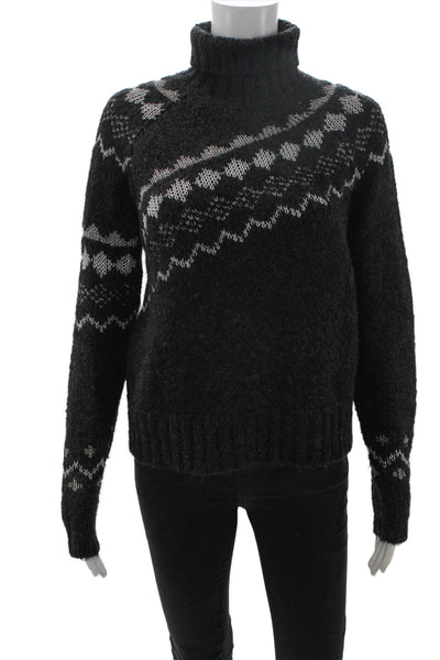 Derek Lam 10 Crosby Unisex Fair Isle Turtleneck Pullover Black Size XS