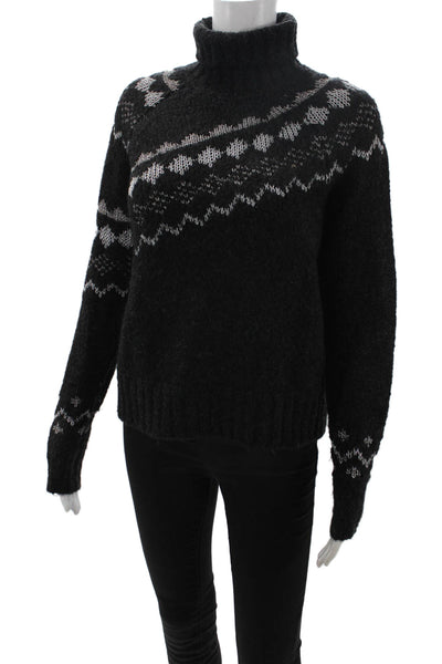 Derek Lam 10 Crosby Unisex Fair Isle Turtleneck Pullover Black Size XS