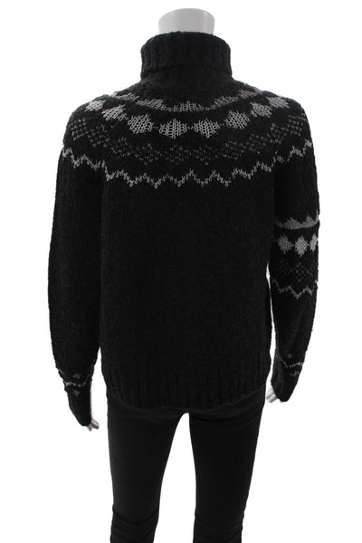 Derek Lam 10 Crosby Unisex Fair Isle Turtleneck Pullover Black Size XS