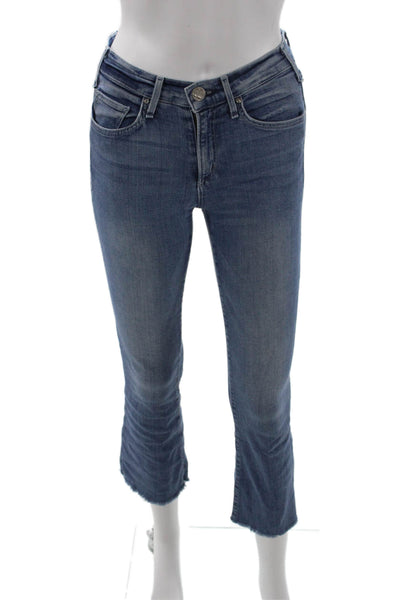 McGuire Womens Cropped Skinny Jeans Blue Mid Rise Button Size 25