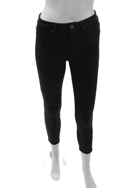 7 For All Mankind Womens Ankle Skinny Jegging Black Mid-Rise Button Size 27