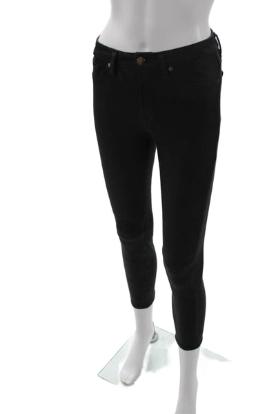 7 For All Mankind Womens Ankle Skinny Jegging Black Mid-Rise Button Size 27