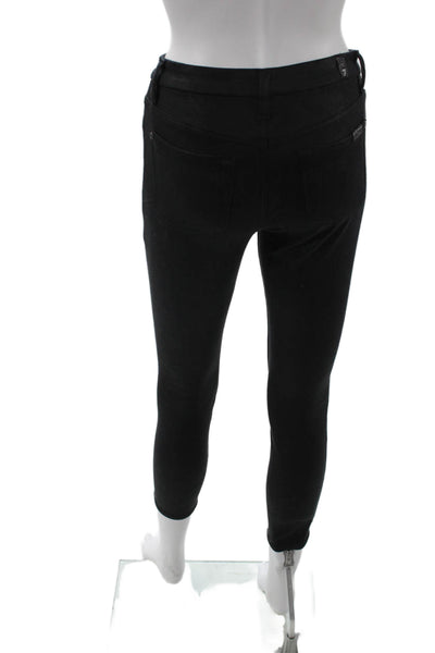 7 For All Mankind Womens Ankle Skinny Jegging Black Mid-Rise Button Size 27