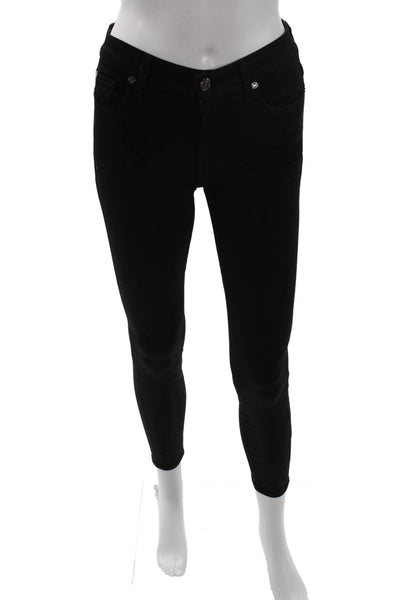 7 For All Mankind Women Ankle Skinny Jeans Black Mid-Rise Size 27