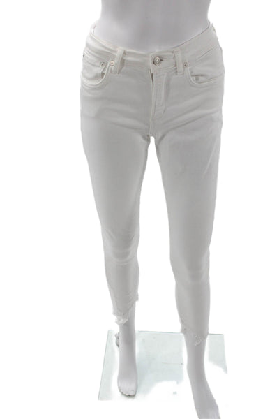 Agolde Women White Ankle Skinny Jeans Mid Rise Size 26