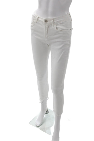 Agolde Women White Ankle Skinny Jeans Mid Rise Size 26