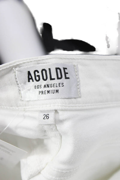 Agolde Women White Ankle Skinny Jeans Mid Rise Size 26