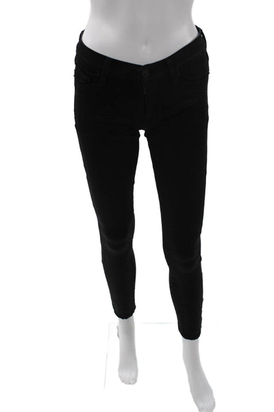 Hudson Women Ankle Skinny Jeans Black Mid Rise Button Size 26