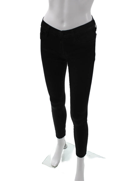 Hudson Women Ankle Skinny Jeans Black Mid Rise Button Size 26