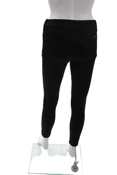 Hudson Women Ankle Skinny Jeans Black Mid Rise Button Size 26