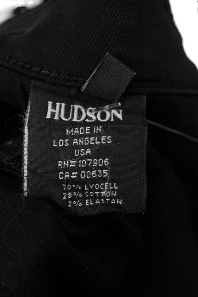 Hudson Women Ankle Skinny Jeans Black Mid Rise Button Size 26