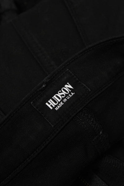 Hudson Women Ankle Skinny Jeans Black Mid Rise Button Size 26