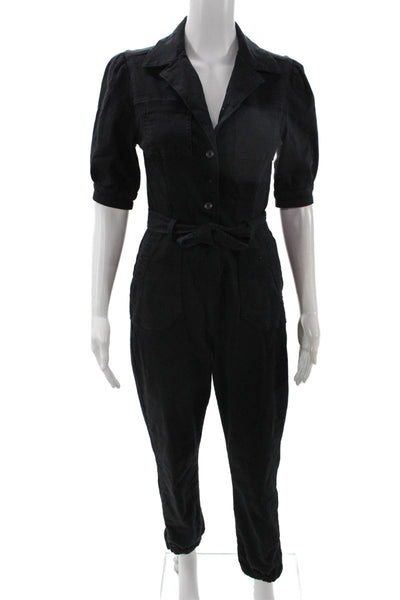 Paige Women Jumpsuit Black Short Sleeve Collar 26in Inseam Size 2