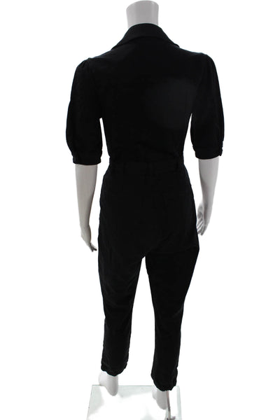 Paige Women Jumpsuit Black Short Sleeve Collar 26in Inseam Size 2