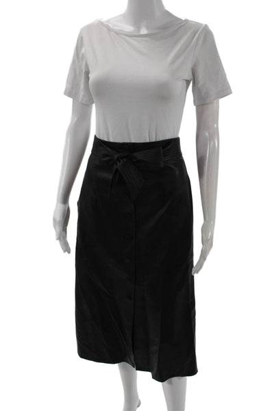 ASTR Women A-Line Midi Skirt Black Solid 55% Polyurethane 45% Viscose Size S