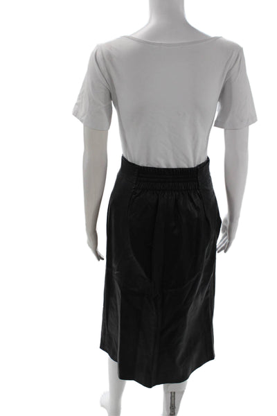 ASTR Women A-Line Midi Skirt Black Solid 55% Polyurethane 45% Viscose Size S