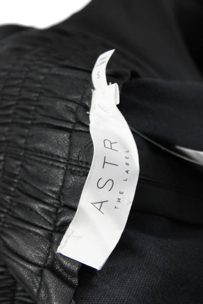 ASTR Women A-Line Midi Skirt Black Solid 55% Polyurethane 45% Viscose Size S