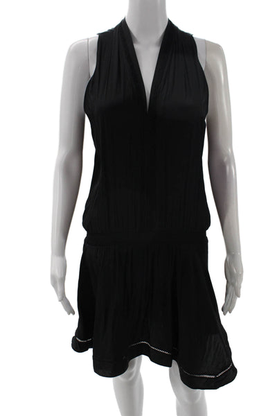 Ramy Brook Womens Blouson Mini Dress Black V-Neck Sleeveless Petite Size XS