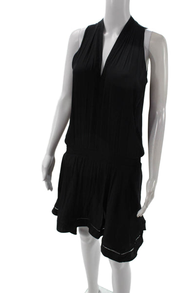 Ramy Brook Womens Blouson Mini Dress Black V-Neck Sleeveless Petite Size XS