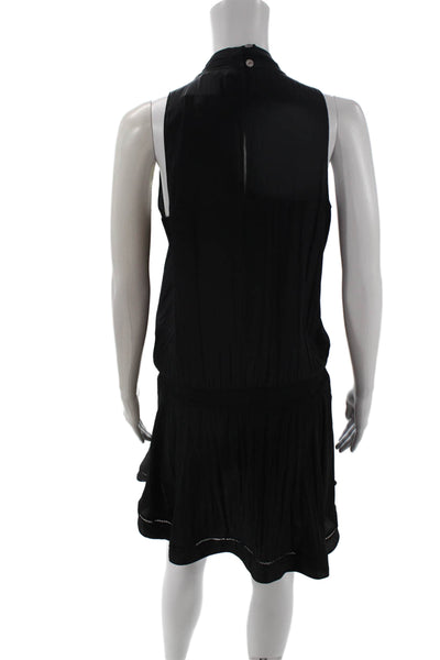 Ramy Brook Womens Blouson Mini Dress Black V-Neck Sleeveless Petite Size XS