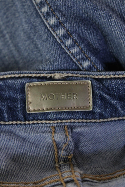 Mother Women A-Line Skirt Long Blue Cotton Blend Solid Size 25