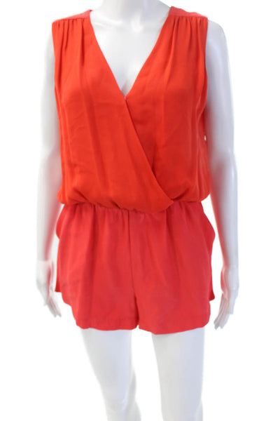 Parker Womens Romper Sleeveless V-Neck Red Polyester Blend Solid Size S