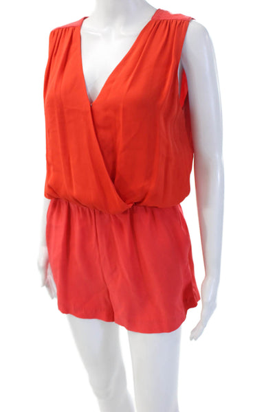 Parker Womens Romper Sleeveless V-Neck Red Polyester Blend Solid Size S