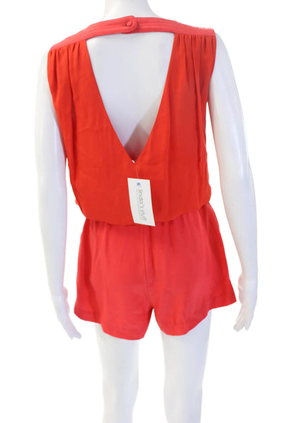 Parker Womens Romper Sleeveless V-Neck Red Polyester Blend Solid Size S
