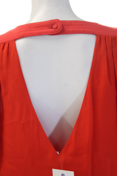 Parker Womens Romper Sleeveless V-Neck Red Polyester Blend Solid Size S