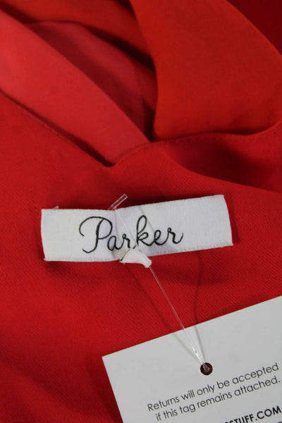 Parker Womens Romper Sleeveless V-Neck Red Polyester Blend Solid Size S