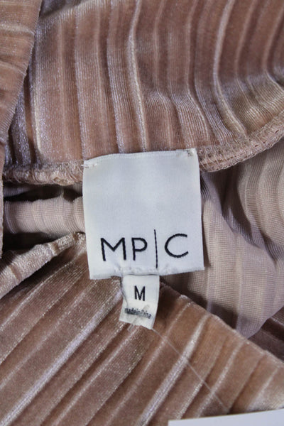 MPC Women Sweater Dress Beige Striped Mock Neck Long Sleeve Polyester Size M