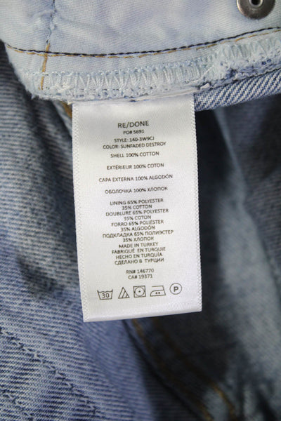 Re/Done Unisex Cropped Straight Jeans Blue 100% Cotton Button Size 26