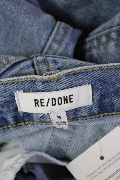 Re/Done Unisex Cropped Straight Jeans Blue 100% Cotton Button Size 26
